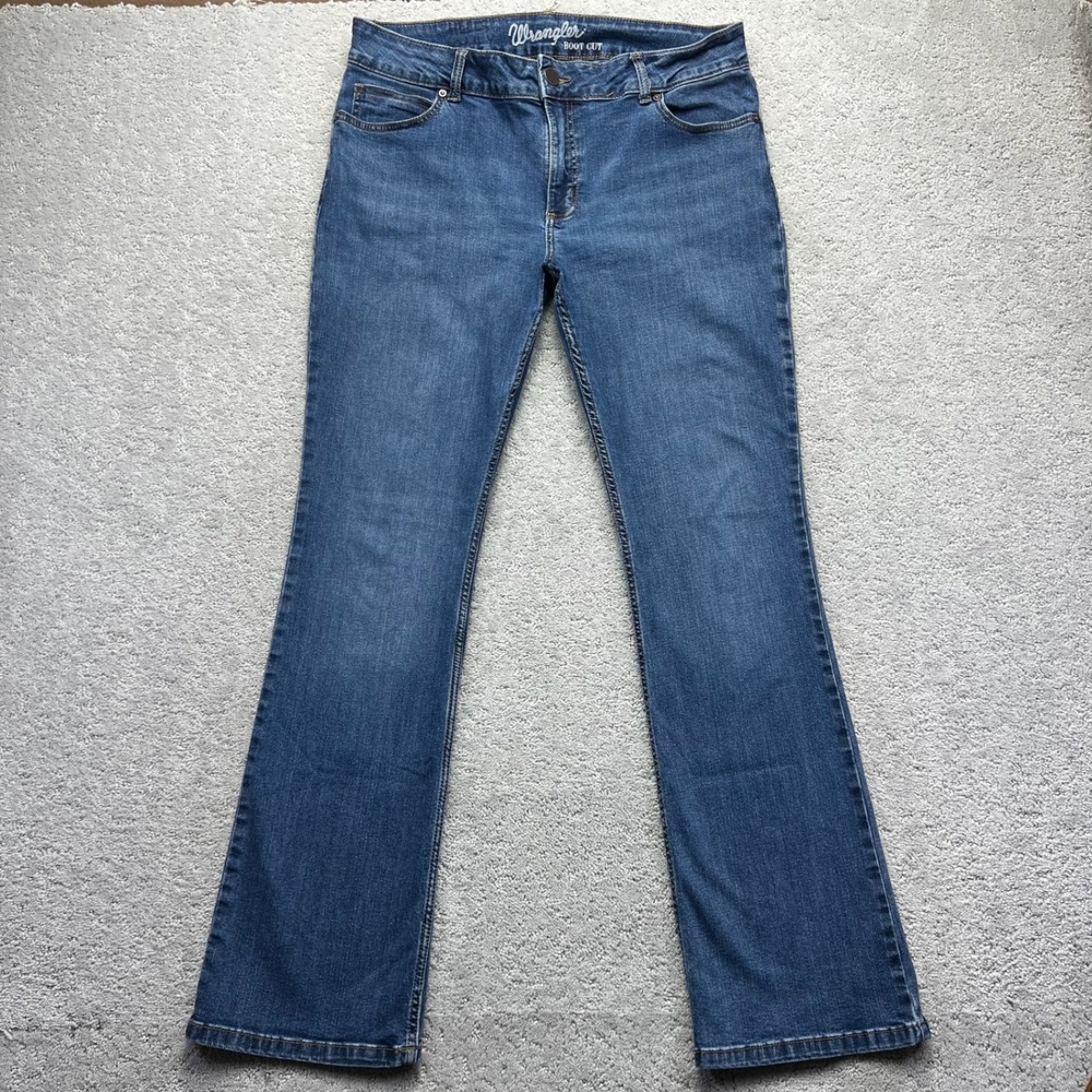 Wrangler Boot Cut Jeans Womens 15/16x34 Blue Denim Stretch Casual Streetwear